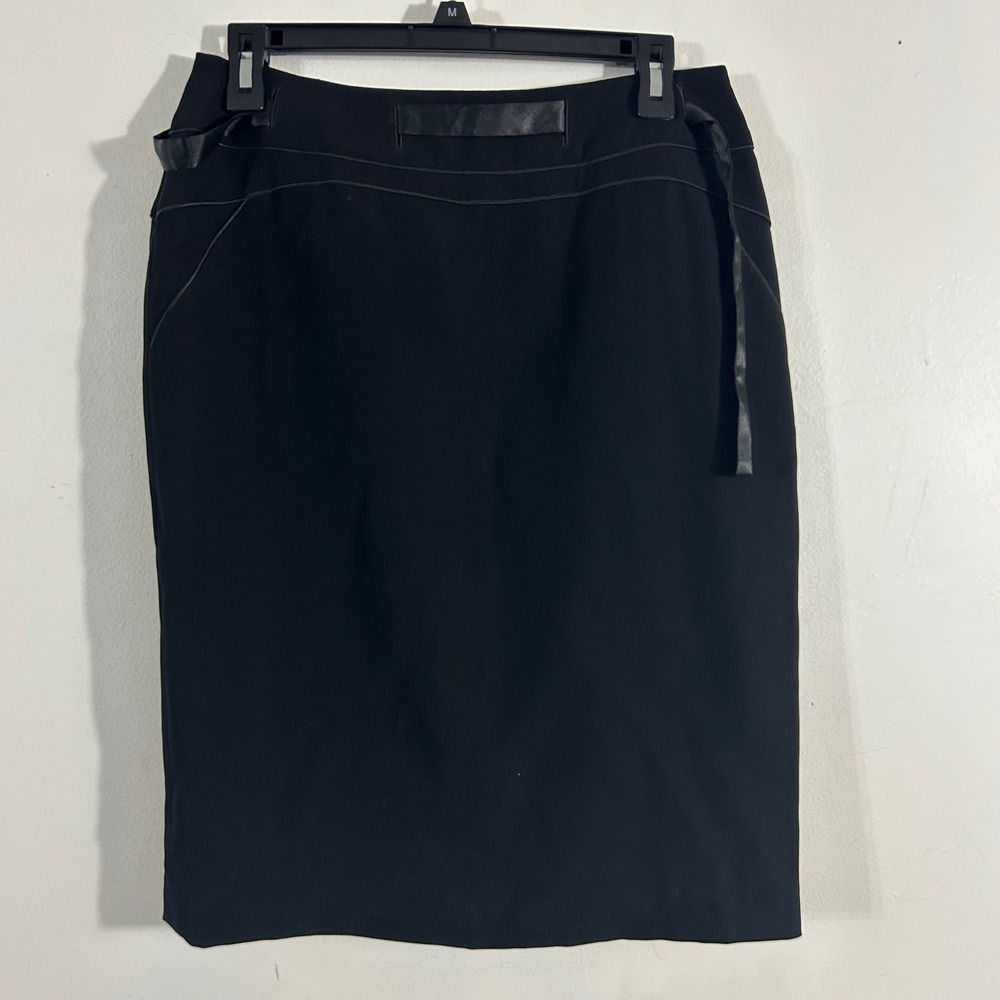 Kaiser Pencil Skirt Womens 38 Black Satin Trim Professional Business